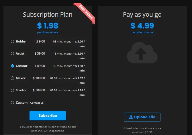 unscreen-pricing