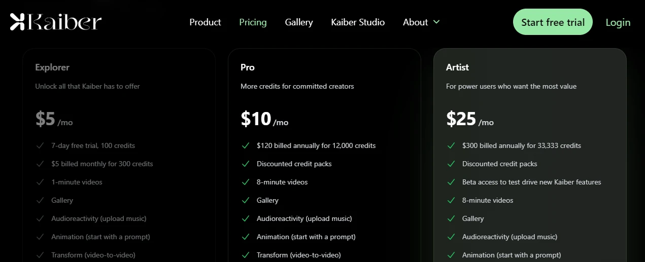 kaiber-pricing